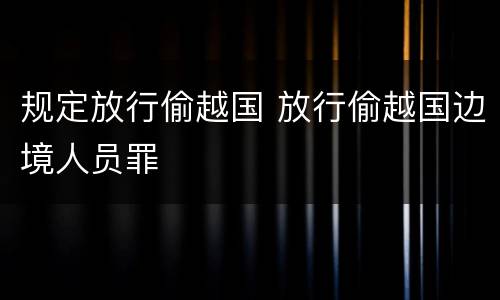 规定放行偷越国 放行偷越国边境人员罪