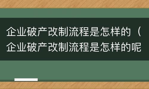 企业破产改制流程是怎样的（企业破产改制流程是怎样的呢）