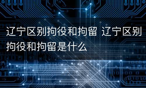 辽宁区别拘役和拘留 辽宁区别拘役和拘留是什么