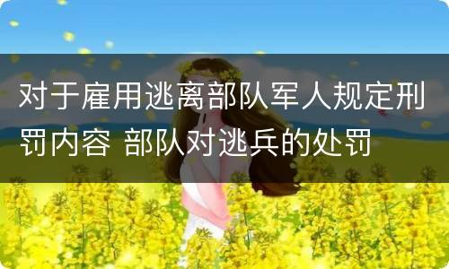 对于雇用逃离部队军人规定刑罚内容 部队对逃兵的处罚