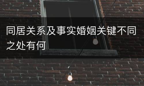 同居关系及事实婚姻关键不同之处有何