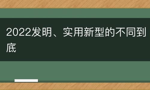 2022发明、实用新型的不同到底