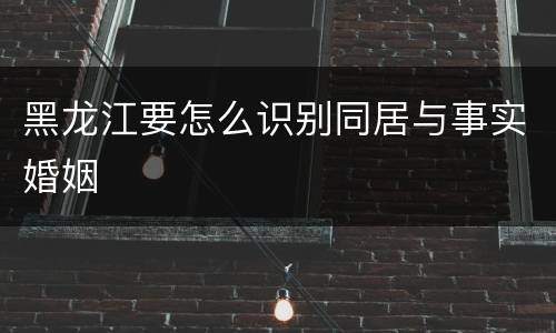 黑龙江要怎么识别同居与事实婚姻