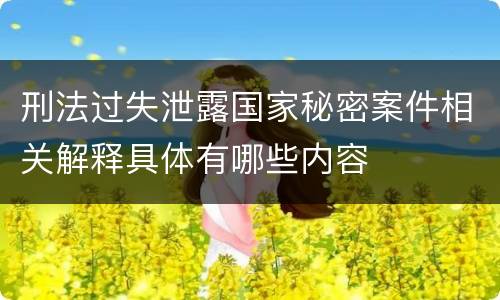 刑法过失泄露国家秘密案件相关解释具体有哪些内容