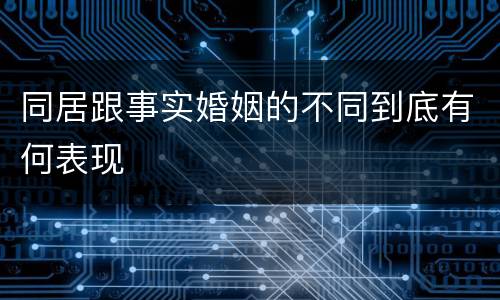 同居跟事实婚姻的不同到底有何表现