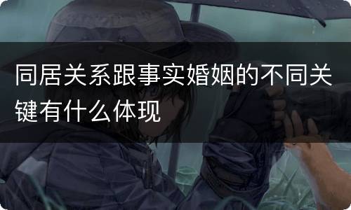 同居关系跟事实婚姻的不同关键有什么体现