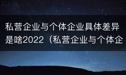私营企业与个体企业具体差异是啥2022（私营企业与个体企业的区别）