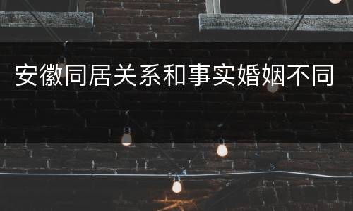 安徽同居关系和事实婚姻不同