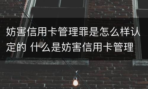 妨害信用卡管理罪是怎么样认定的 什么是妨害信用卡管理