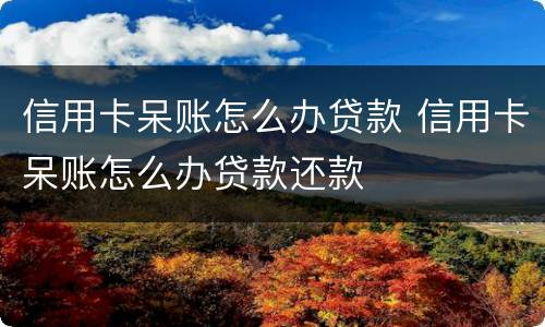 信用卡呆账怎么办贷款 信用卡呆账怎么办贷款还款