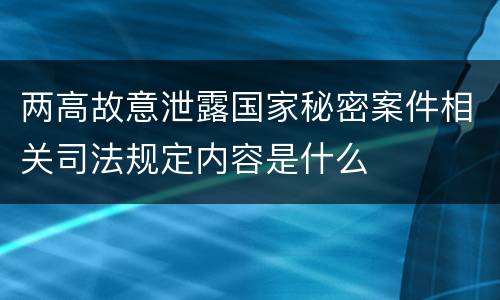 两高故意泄露国家秘密案件相关司法规定内容是什么
