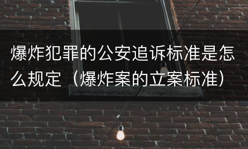 爆炸犯罪的公安追诉标准是怎么规定（爆炸案的立案标准）
