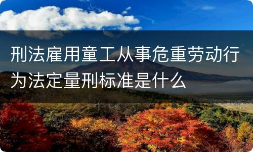 刑法雇用童工从事危重劳动行为法定量刑标准是什么