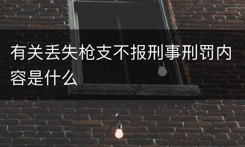 有关丢失枪支不报刑事刑罚内容是什么