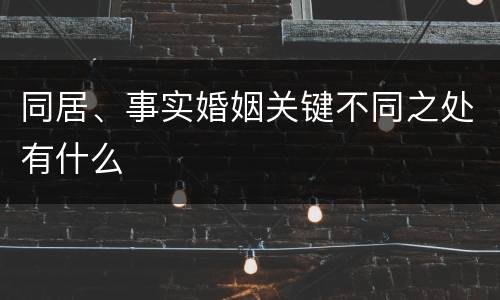 同居、事实婚姻关键不同之处有什么