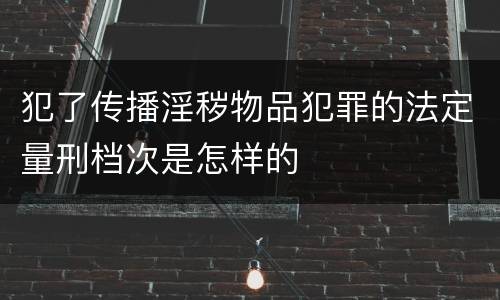 犯了传播淫秽物品犯罪的法定量刑档次是怎样的
