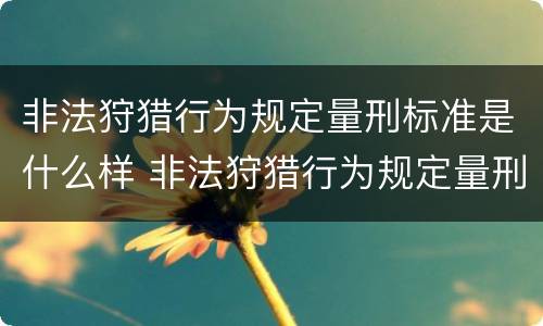 非法狩猎行为规定量刑标准是什么样 非法狩猎行为规定量刑标准是什么样的