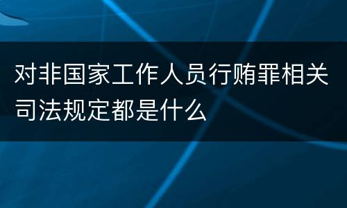 对非国家工作人员行贿罪相关司法规定都是什么