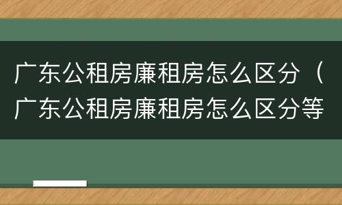 广东公租房廉租房怎么区分（广东公租房廉租房怎么区分等级）