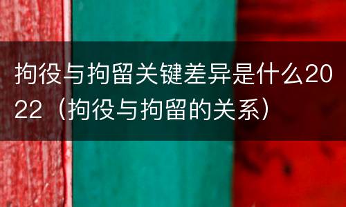 拘役与拘留关键差异是什么2022（拘役与拘留的关系）