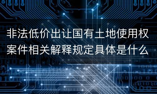 非法低价出让国有土地使用权案件相关解释规定具体是什么重要内容