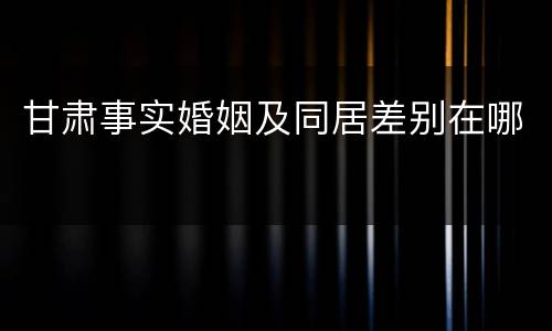 甘肃事实婚姻及同居差别在哪