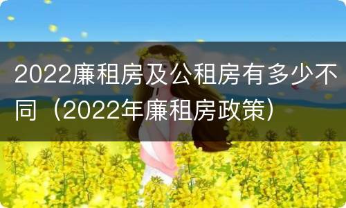 2022廉租房及公租房有多少不同（2022年廉租房政策）