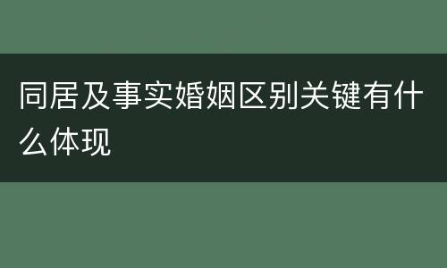 同居及事实婚姻区别关键有什么体现