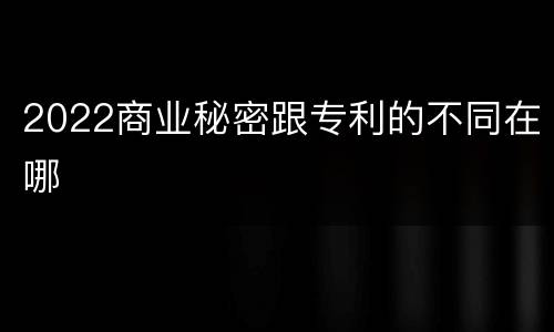 2022商业秘密跟专利的不同在哪