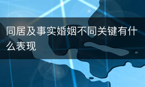 同居及事实婚姻不同关键有什么表现