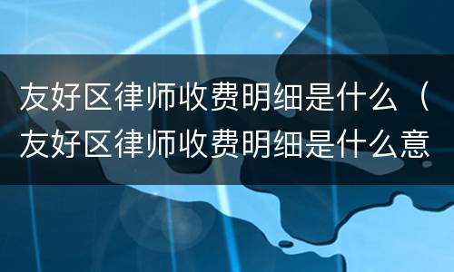 友好区律师收费明细是什么（友好区律师收费明细是什么意思啊）