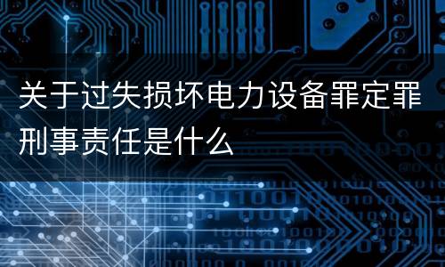 关于过失损坏电力设备罪定罪刑事责任是什么
