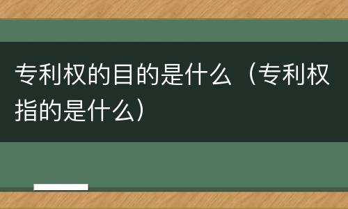 专利权的目的是什么（专利权指的是什么）