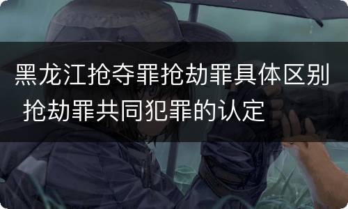 黑龙江抢夺罪抢劫罪具体区别 抢劫罪共同犯罪的认定