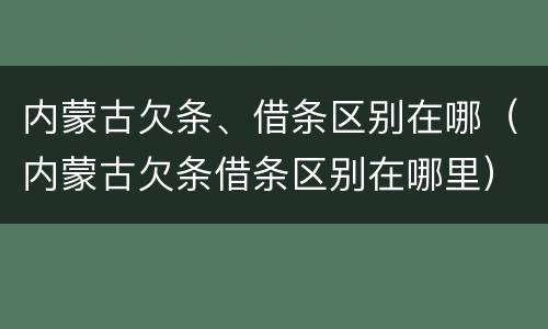 内蒙古欠条、借条区别在哪（内蒙古欠条借条区别在哪里）