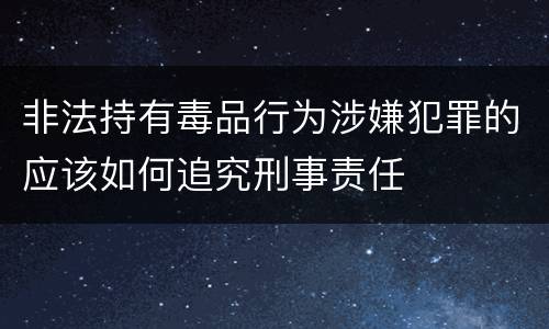 非法持有毒品行为涉嫌犯罪的应该如何追究刑事责任