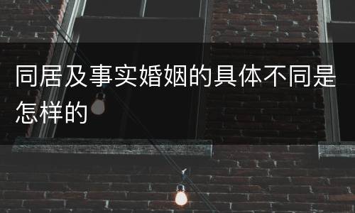 同居及事实婚姻的具体不同是怎样的