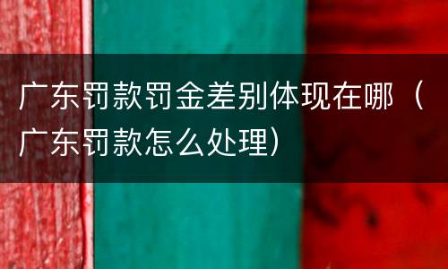 广东罚款罚金差别体现在哪（广东罚款怎么处理）