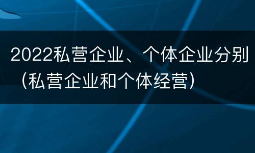 2022私营企业、个体企业分别（私营企业和个体经营）