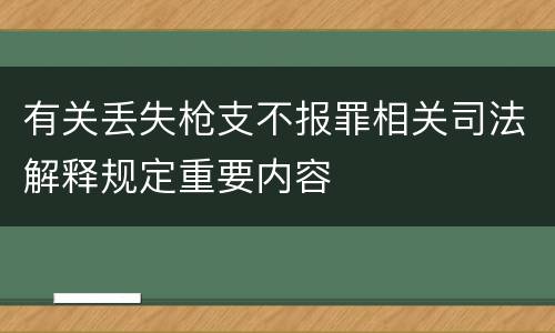 有关丢失枪支不报罪相关司法解释规定重要内容