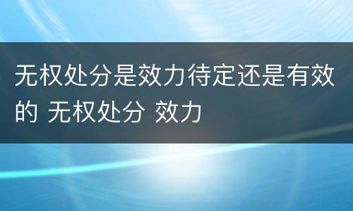 无权处分是效力待定还是有效的 无权处分 效力