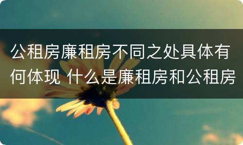 公租房廉租房不同之处具体有何体现 什么是廉租房和公租房两个有什么特点