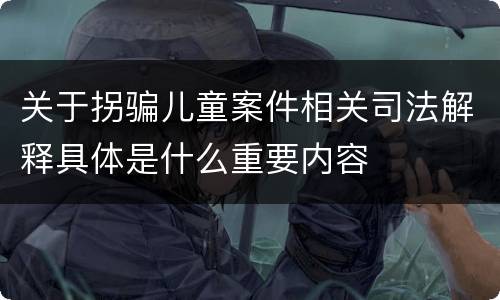 关于拐骗儿童案件相关司法解释具体是什么重要内容