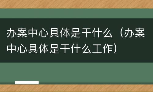 办案中心具体是干什么（办案中心具体是干什么工作）