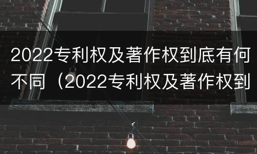 2022专利权及著作权到底有何不同（2022专利权及著作权到底有何不同呢）