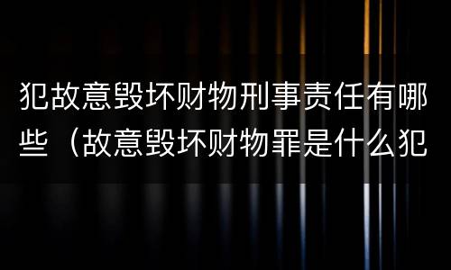 犯故意毁坏财物刑事责任有哪些（故意毁坏财物罪是什么犯罪类型）