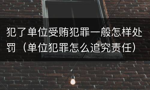 犯了单位受贿犯罪一般怎样处罚（单位犯罪怎么追究责任）