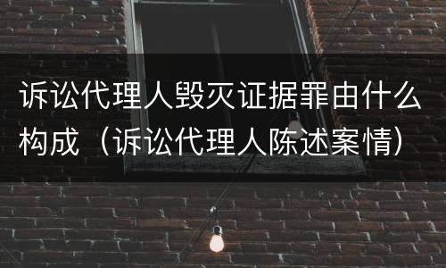 诉讼代理人毁灭证据罪由什么构成（诉讼代理人陈述案情）