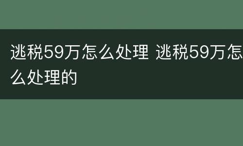 逃税59万怎么处理 逃税59万怎么处理的