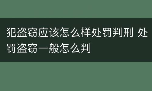 犯盗窃应该怎么样处罚判刑 处罚盗窃一般怎么判